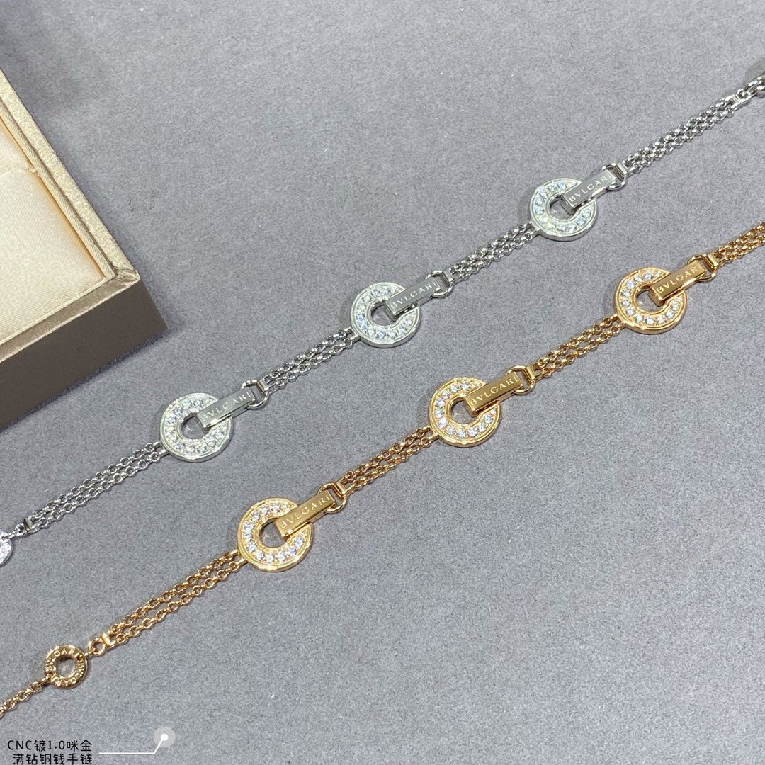 b*l*ai full Di*m*nd copper coin bracelet