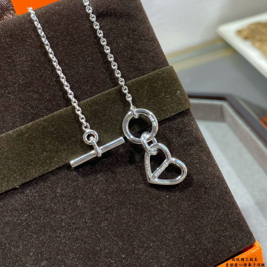 Hermès Sterling Silver LoveHNecklace