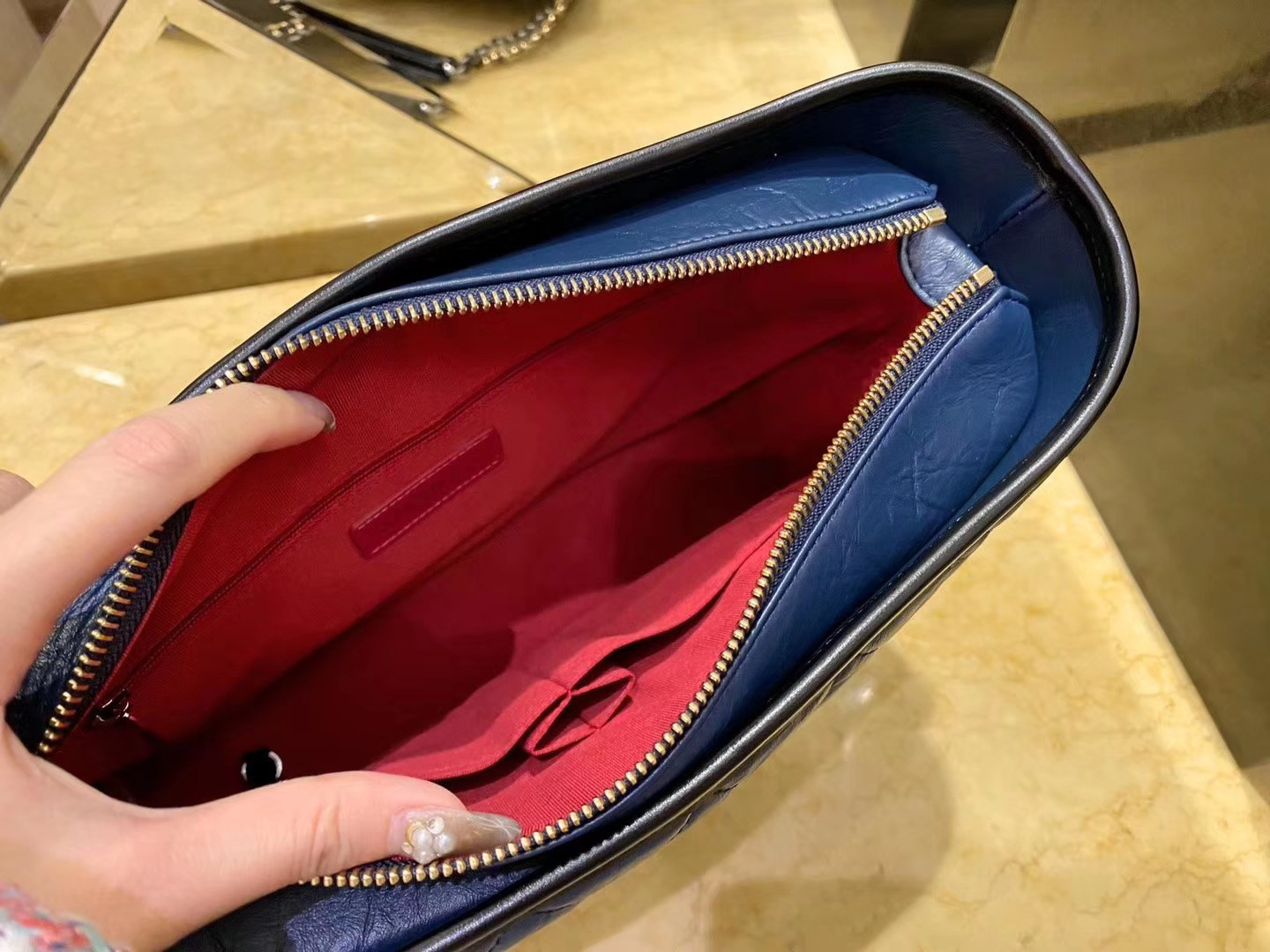 Ch*el gabrielle bag 28cm blue and black