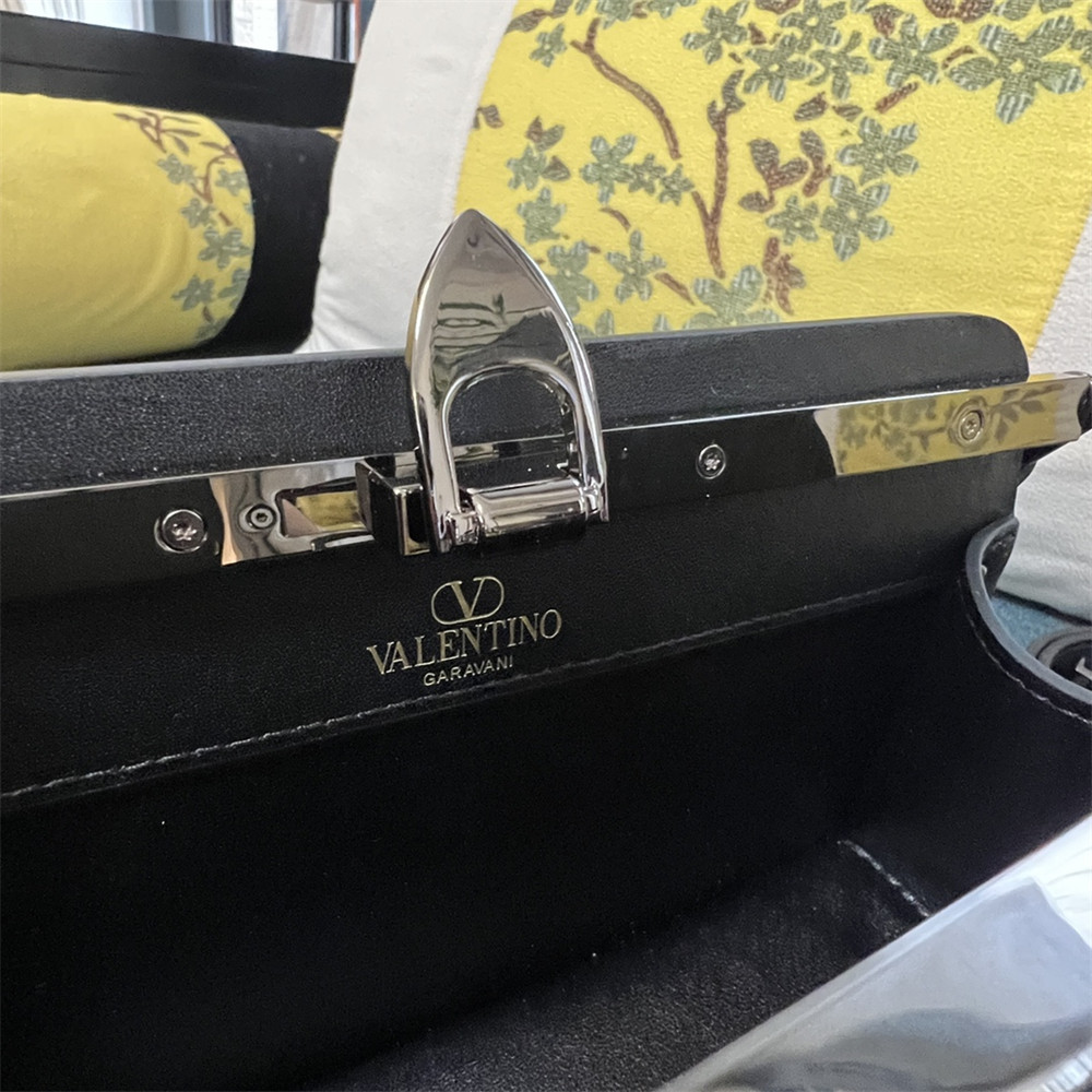 VALENTINO GARAVANI SMALL ROCKSTUD PADDED NAPPA HANDBAG BLACK