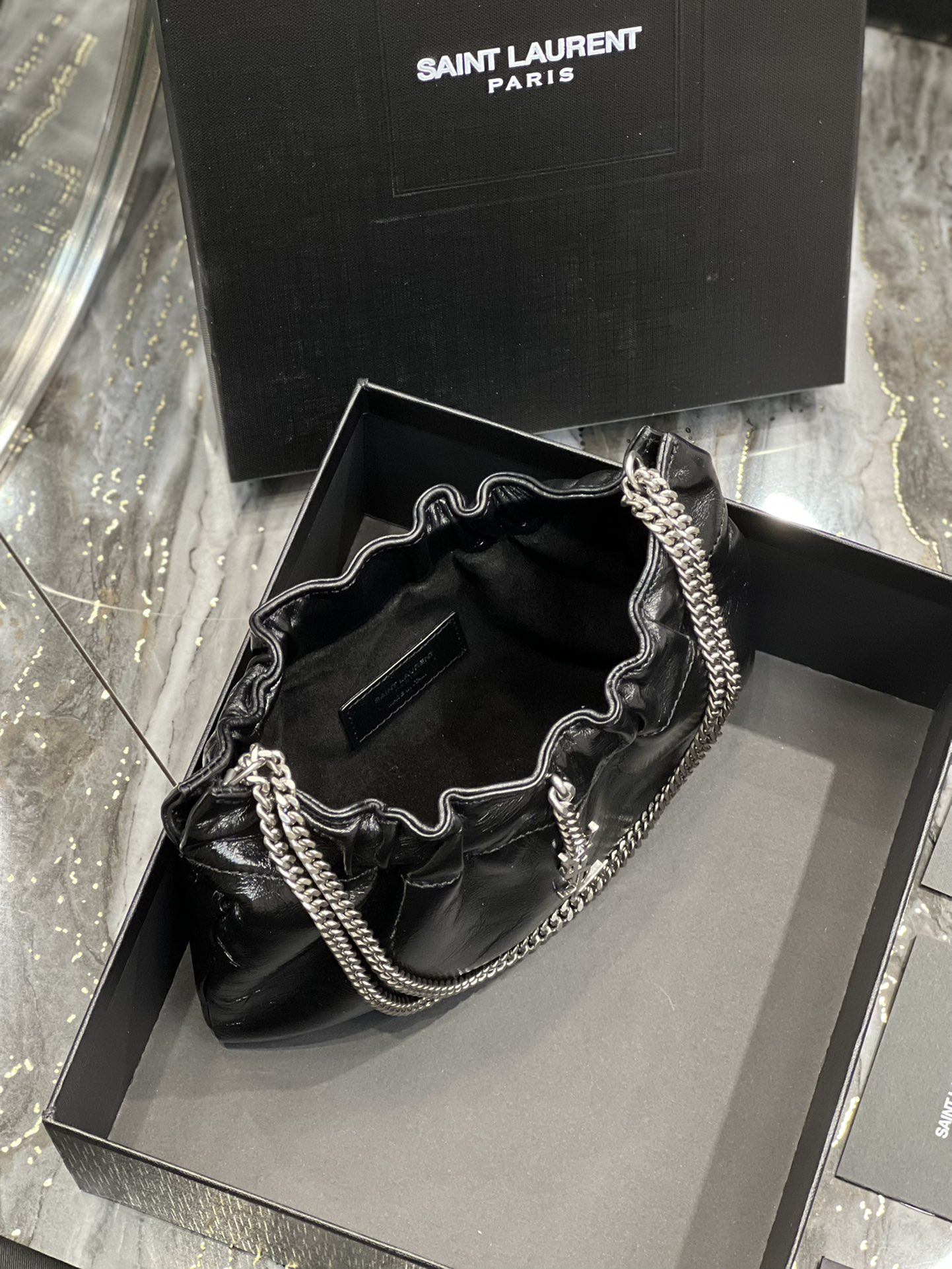 Y*L mini leather shoulder bag black 24x14x4 cm