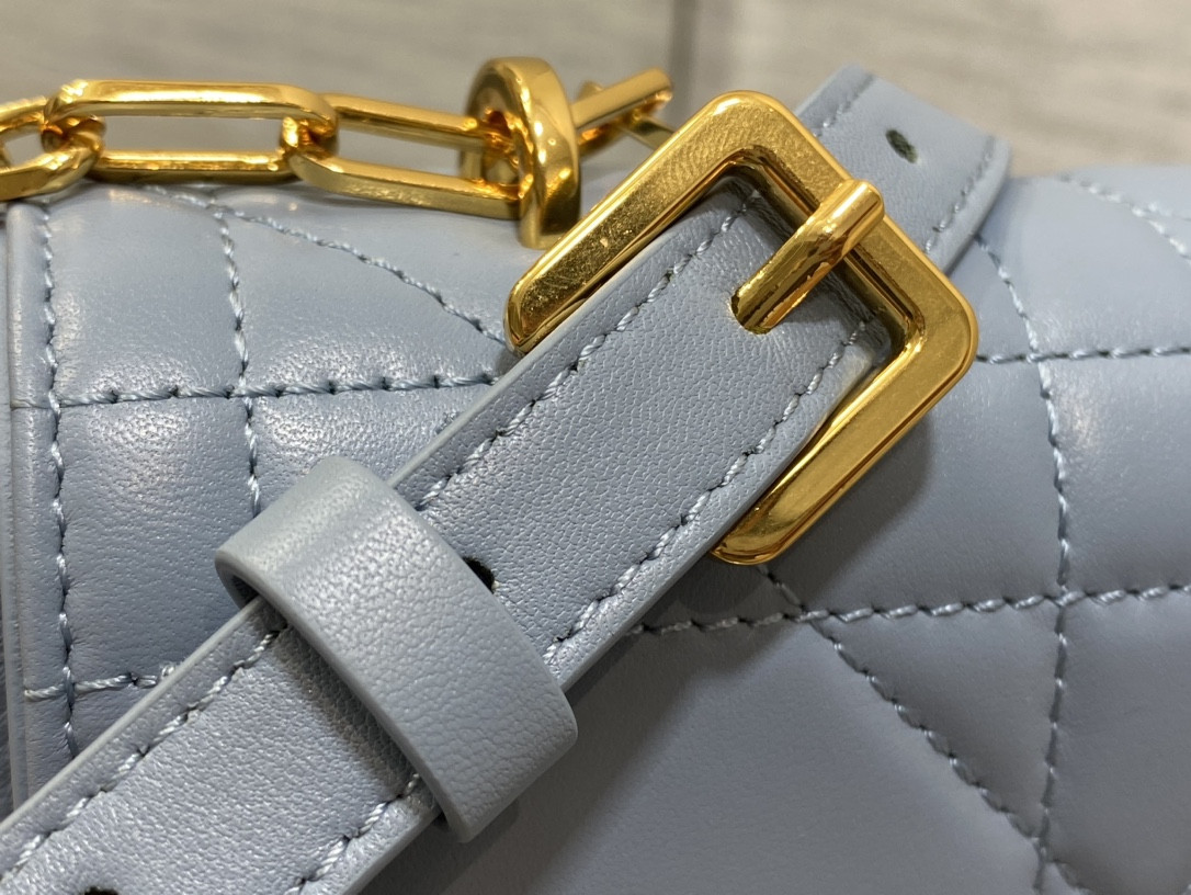 D*or mini D*or ange bag blue macrocannage calfskin 20 x 12 x 5 cm