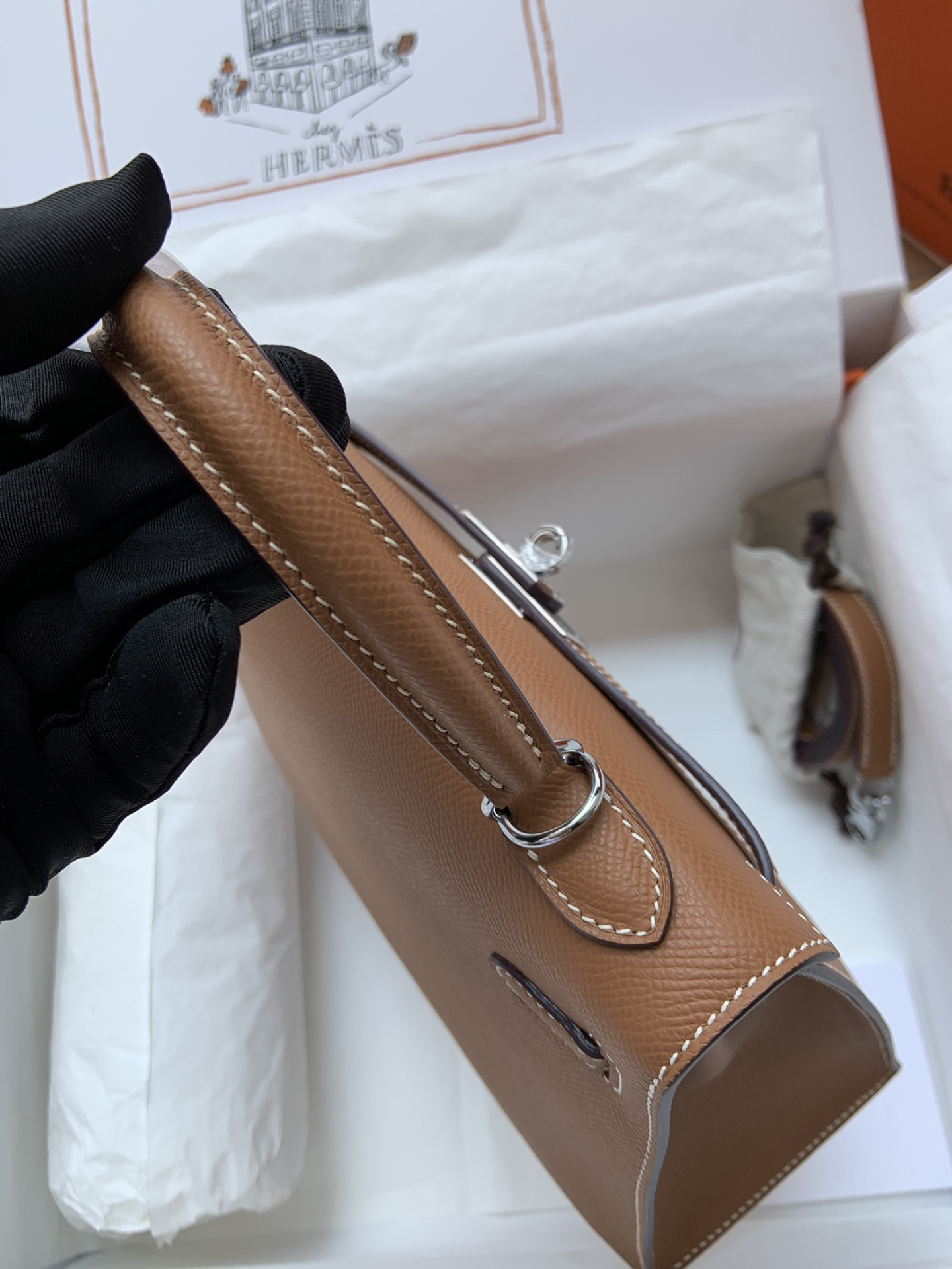 HERMÈS Kelly Silver-tone Hardware 25 28