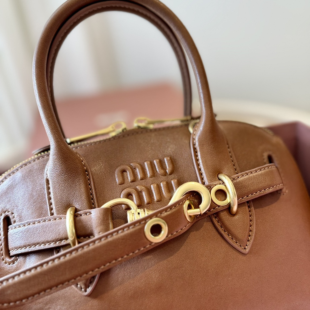 Miu Miu Aventure nappa leather top-handle bag 16.5x28x10cm