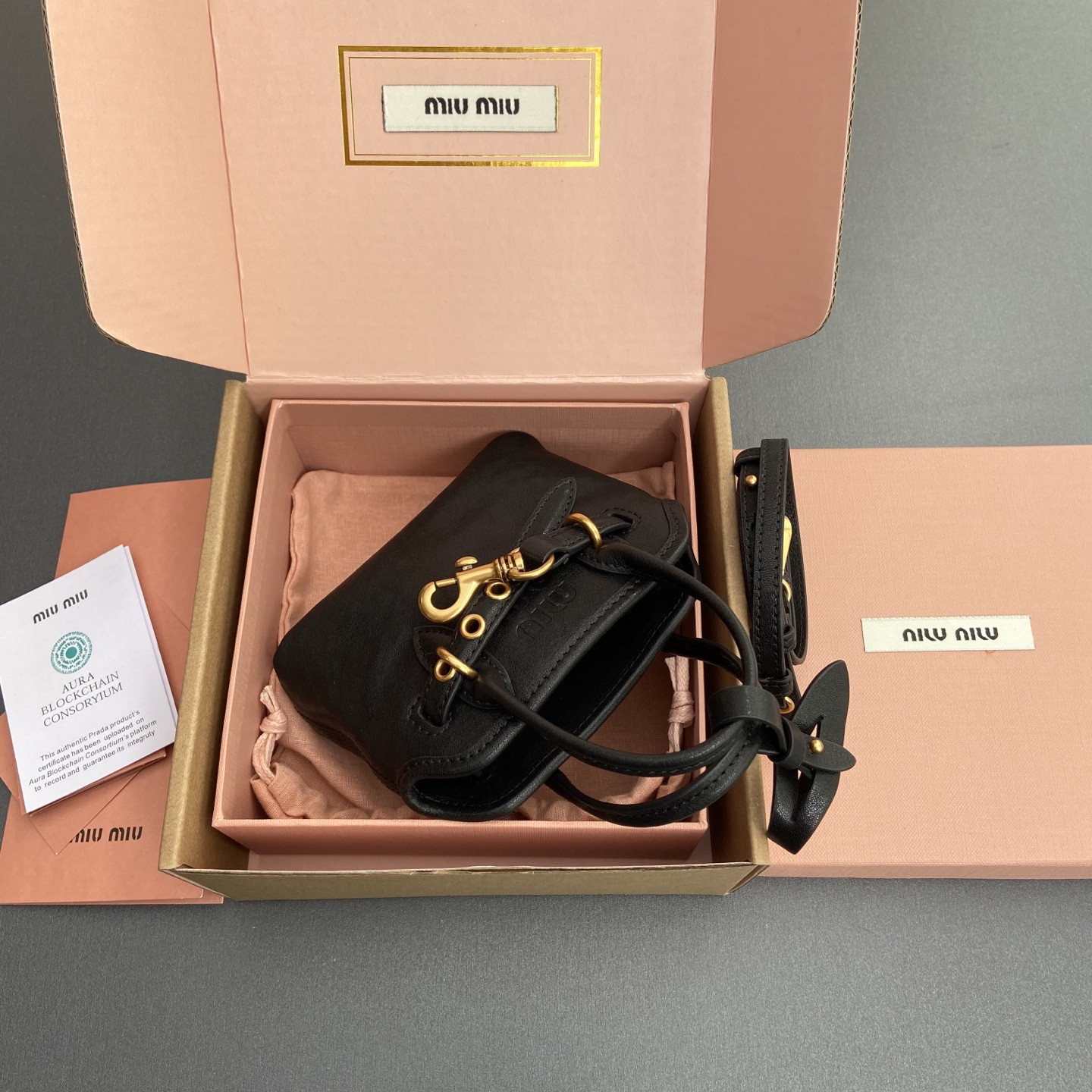 Miu Miu Aventure Nappa Micro Leather trick 9.5x12x2.5cm