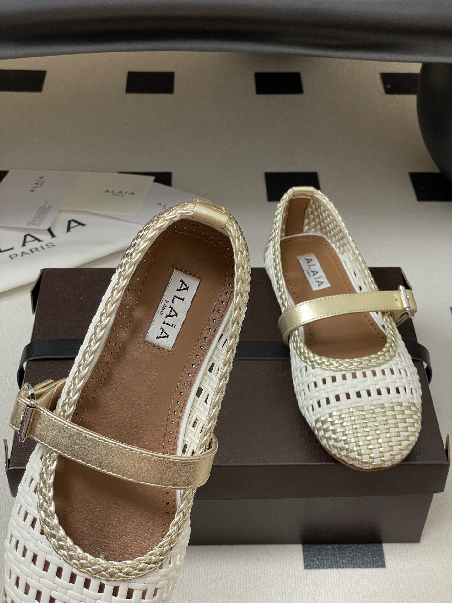 UA Alaïa Hollow Woven Mary Jane Flats(Customized Size 7-10 days production time)