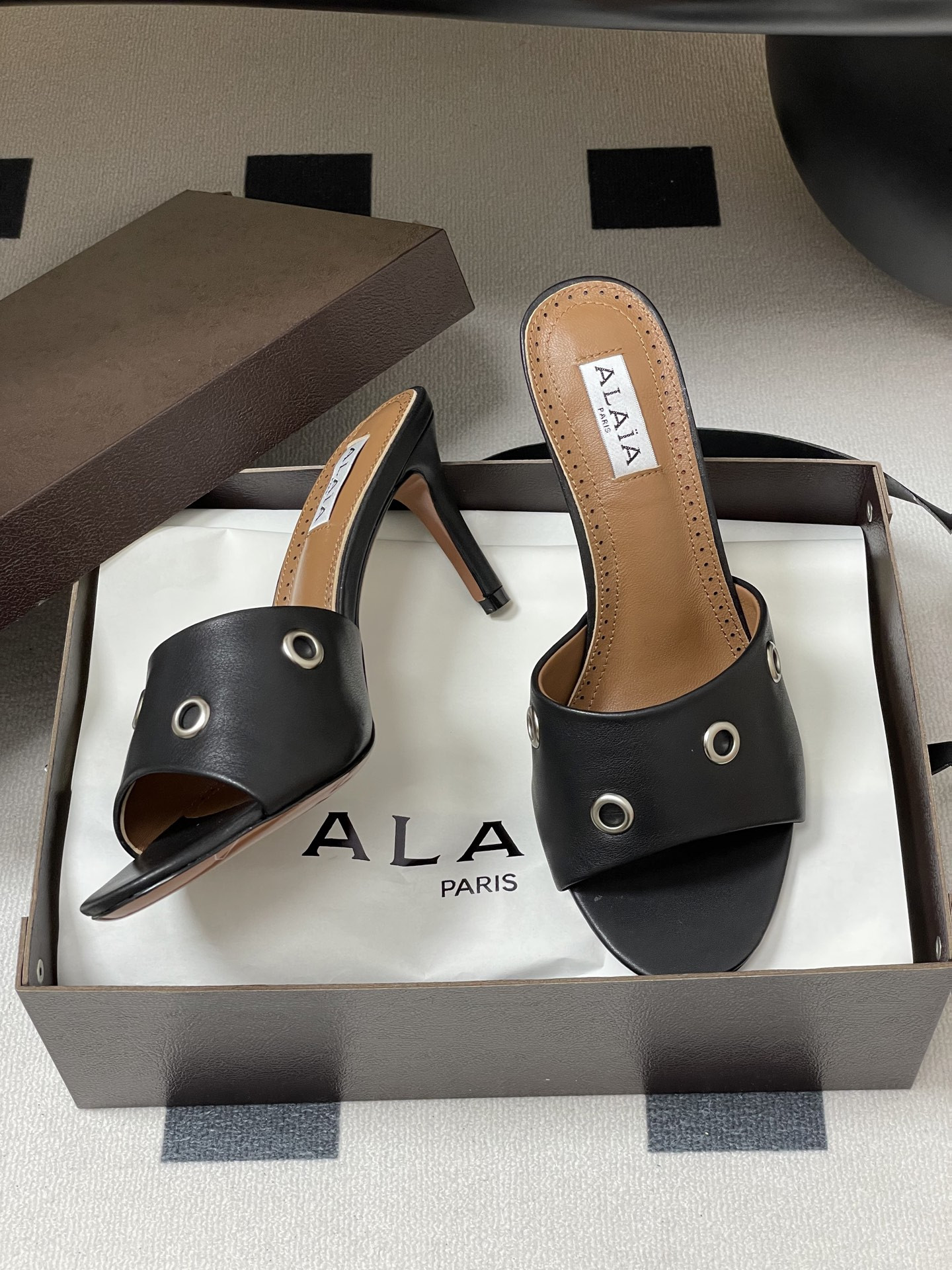 UA Alaia Ring Eyelets slippers 7cm Heel(Customized Size 7-10 days production time)