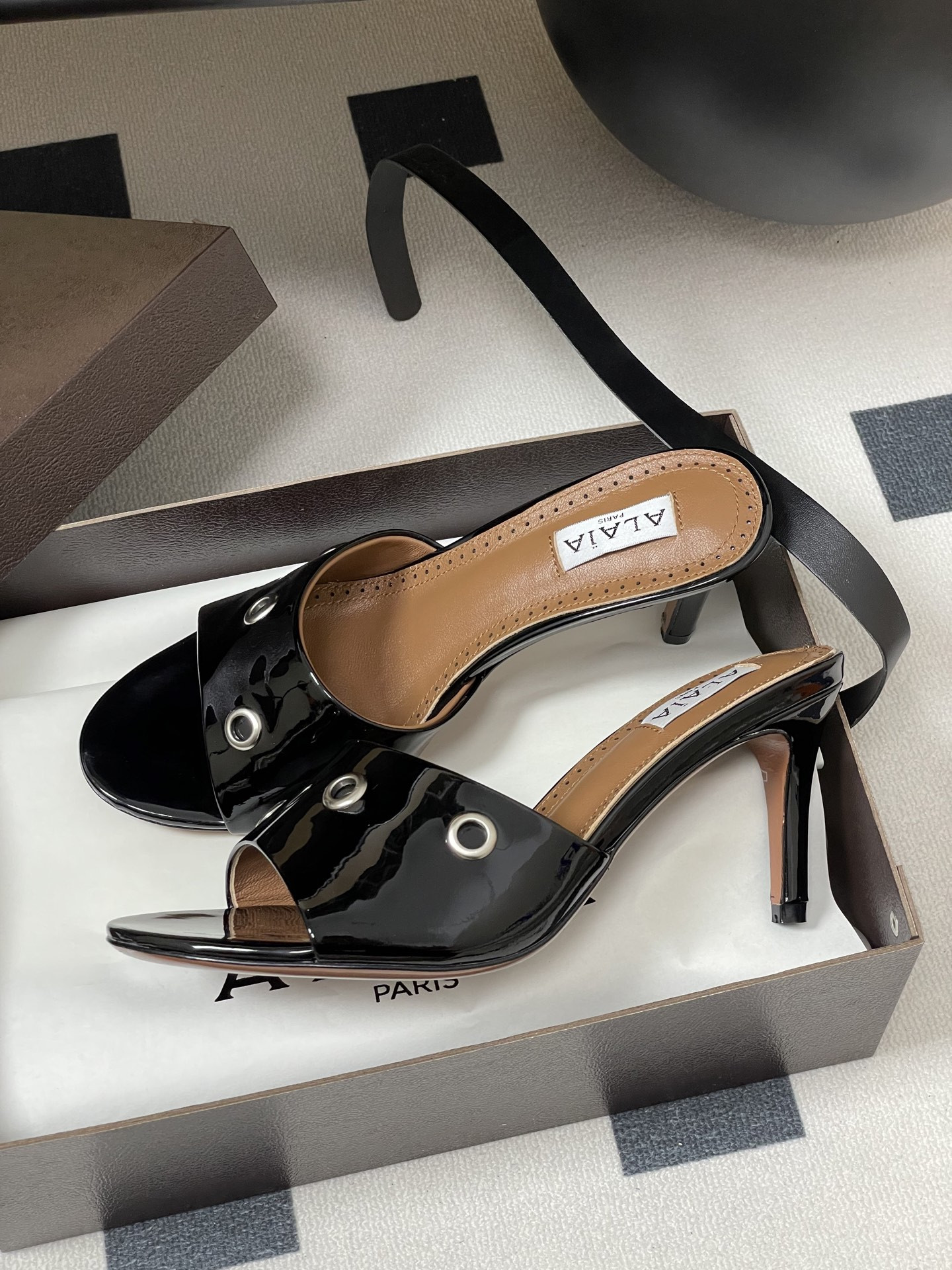 UA Alaia Ring Eyelets slippers 7cm Heel(Customized Size 7-10 days production time)